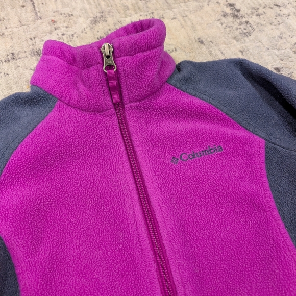 Columbia Kids' Purple and Gray Fleece Jacket -6X - Picture 2 of 3